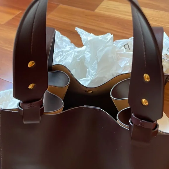 NWT Sophie Hulme Cube Tote Leather Brown - Picture 5 of 13